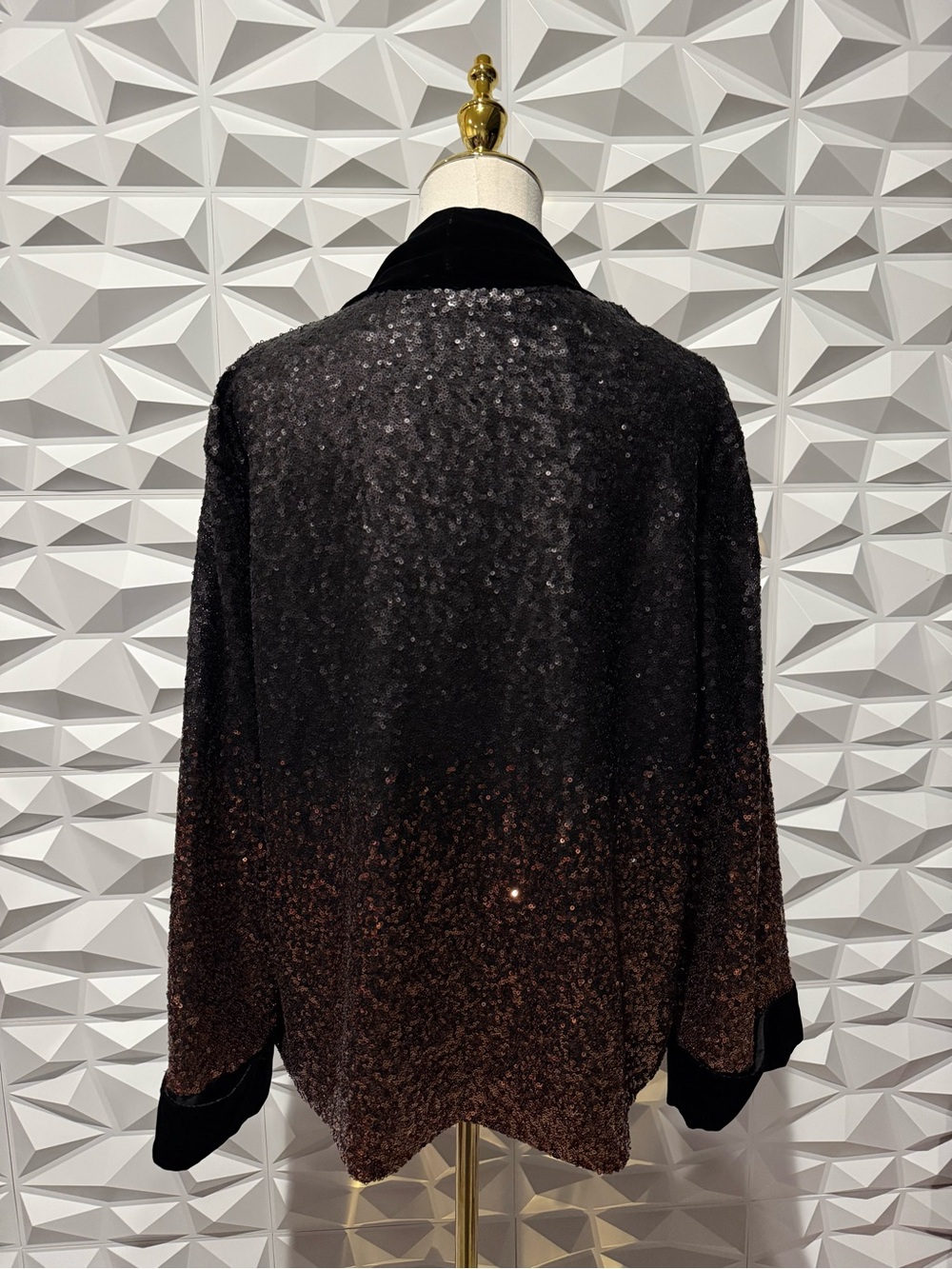 Johnny Was NWT Sequin Dorian Kimono M Black Velvet Trim - Picture 3 of 5